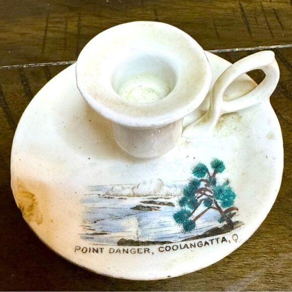 Victoria Other - Vintage Candlestick Holder - Point Danger - Coolangatta - Australia - Porcelain